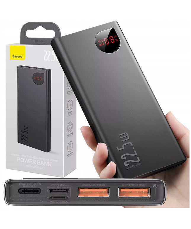 BASEUS išorinė baterija 10000mAh 22.5W greitas įkrovimas USB USB-C LIGHTNING MICRO