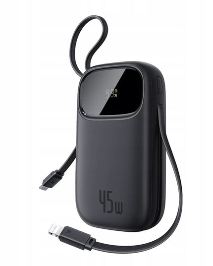 BASEUS išorinė baterija 10000 mAh 45 W USB su laidais USB-C ir LIGHTNING