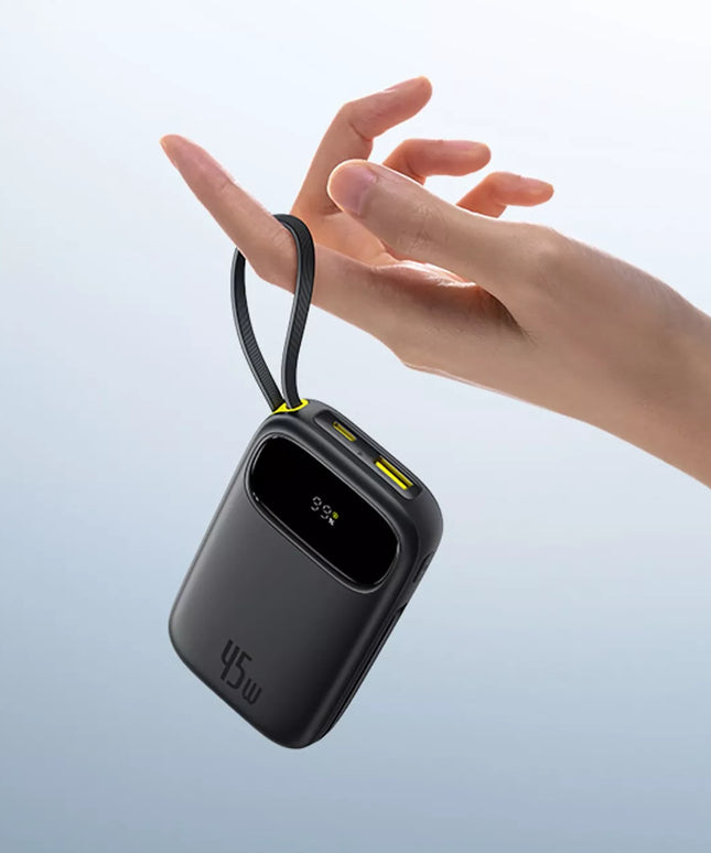BASEUS išorinė baterija 10000 mAh 45 W USB su laidais USB-C ir LIGHTNING