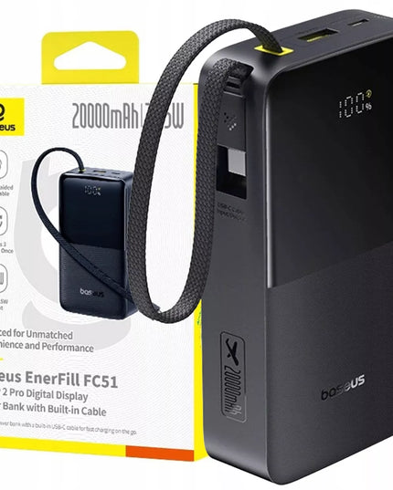BASEUS 20000 mAh 22.5W nešiojamas įkroviklis su USB-C laidu BIPOW PRO