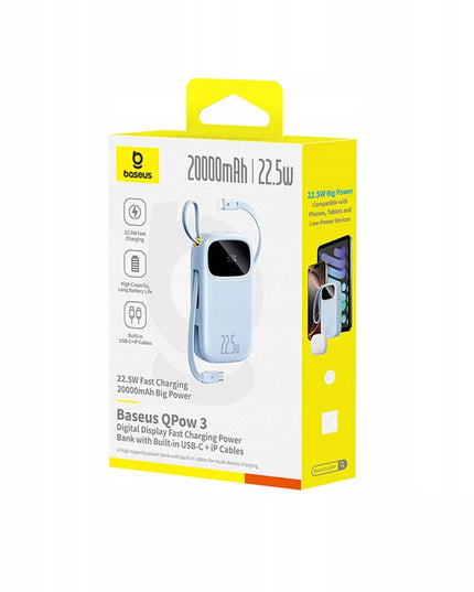 BASEUS išorinė baterija 20000 mAh 22.5W USB-C LIGHTNING USB-A su greituoju įkrovimu