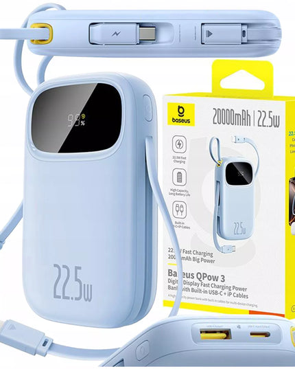 BASEUS išorinė baterija 20000 mAh 22.5W USB-C LIGHTNING USB-A su greituoju įkrovimu