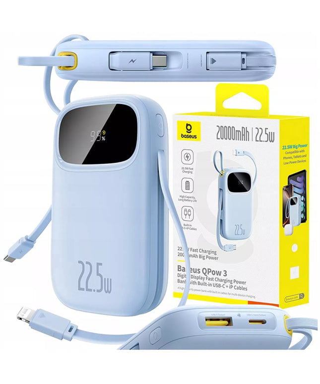 BASEUS išorinė baterija 20000 mAh 22.5W USB-C LIGHTNING USB-A su greituoju įkrovimu