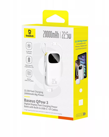 BASEUS POWERBANK 20000mAh 22.5W USB-C LIGHTNING GREITAS ĮKROVIMAS