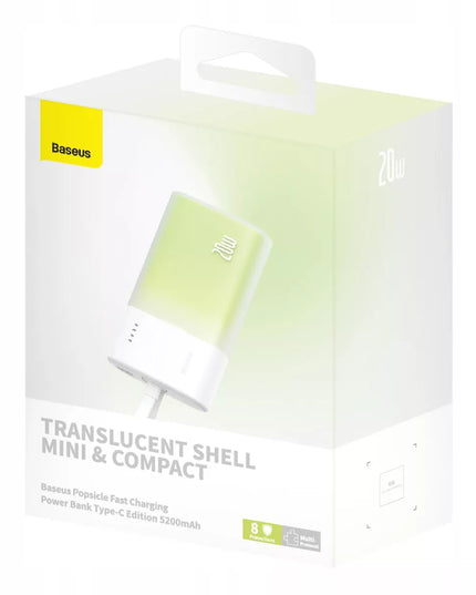 BASEUS 20W 5200mAh išorinė baterija su integruotu Lightning laidu