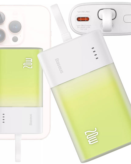 BASEUS 20W 5200mAh išorinė baterija su integruotu Lightning laidu