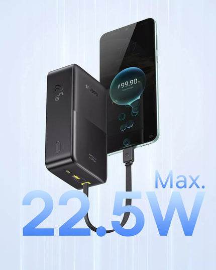 BASEUS išorinė baterija 30000 mAh 22.5W greitas įkrovimas USB-A USB-C + USB-C laidas
