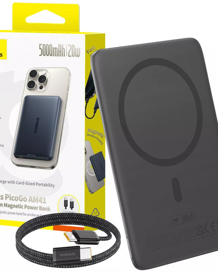 BASEUS 5000 mAh 20W belaidis MagSafe išorinis akumuliatorius (powerbank) greitas įkrovimas + USB-C laidas