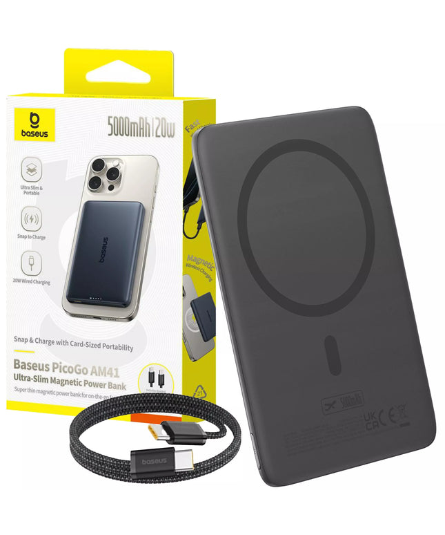 BASEUS 5000 mAh 20W belaidis MagSafe išorinis akumuliatorius (powerbank) greitas įkrovimas + USB-C laidas