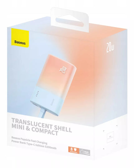 BASEUS 5200mAh 20W galios išorinė baterija su integruotu Lightning laidu