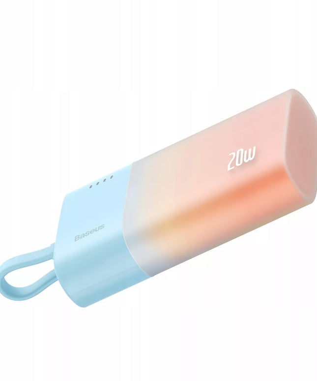 BASEUS 5200mAh 20W galios išorinė baterija su integruotu Lightning laidu