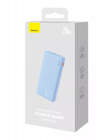 BASEUS išorinė baterija su greituoju įkrovimu 10000 mAh 20W USB-C USB-A saugus