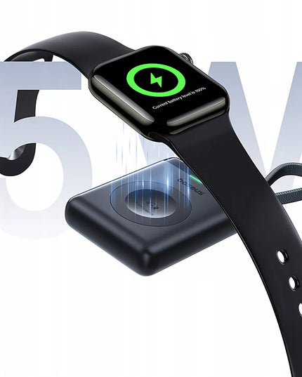 Baseus 5W išorinė baterija skirta Watch 1-10, SE, SE 2, Ultra, Ultra 2 su USB-C laidu