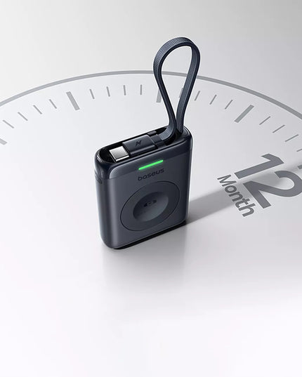 Baseus 5W išorinė baterija skirta Watch 1-10, SE, SE 2, Ultra, Ultra 2 su USB-C laidu