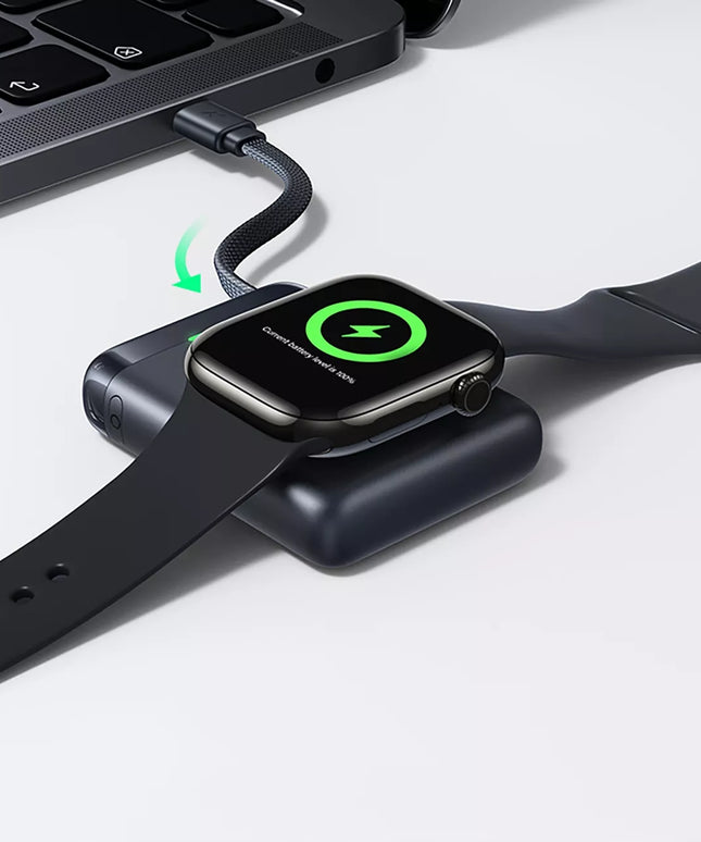 Baseus 5W išorinė baterija skirta Watch 1-10, SE, SE 2, Ultra, Ultra 2 su USB-C laidu