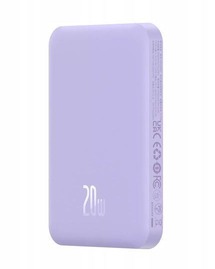 BASEUS INDUKCINIS IŠORINIS BATERIJŲ ĮKROVIKLIS 5000mAh 20W GREITAS MAGSAFE + LAIDAS LĖKTUVAMS