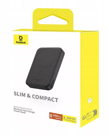 BASEUS indukcinis magnetinis išorinis akumuliatorius 6000 mAh 20W USB-C belaidis ir laidinis
