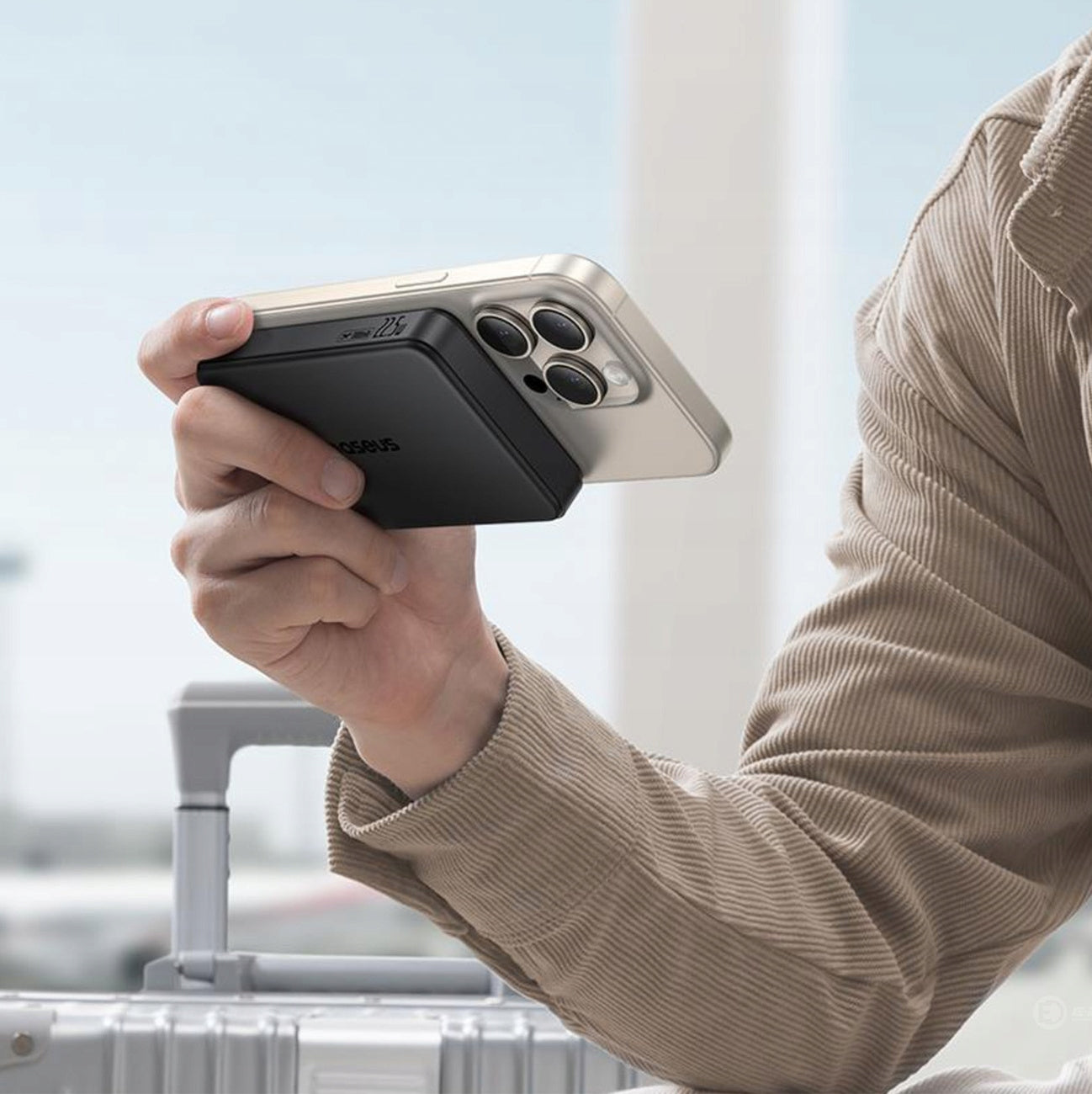 Indukcinis maitinimo blokelis su MagSafe BASEUS 10000mAh Qi2 22.5W USB-C USB + Kabelis