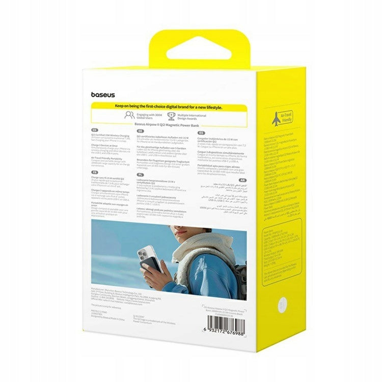 Indukcinis maitinimo blokelis su MagSafe BASEUS 10000mAh Qi2 22.5W USB-C USB + Kabelis