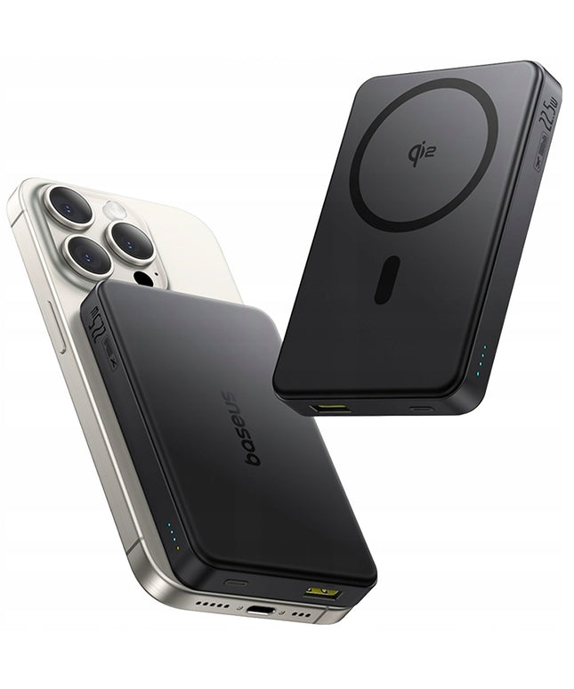 Indukcinis maitinimo blokelis su MagSafe BASEUS 10000mAh Qi2 22.5W USB-C USB + Kabelis
