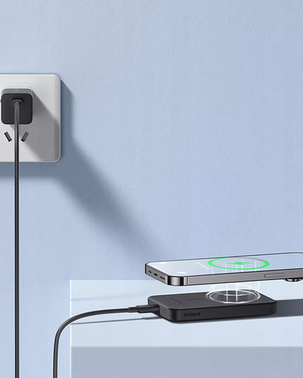 BASEUS mini indukcinis „Powerbank“ su „MagSafe“, 5000 mAh, 20 W, magnetinis su laidu
