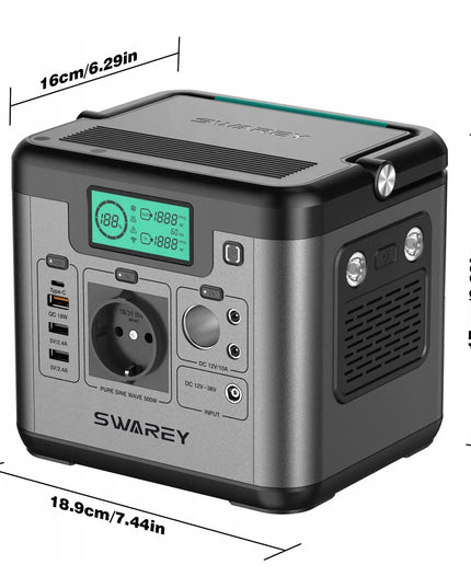 Swarey S500 Pro nešiojama maitinimo stotelė, 518 Wh, 500 W, 144 000 mAh