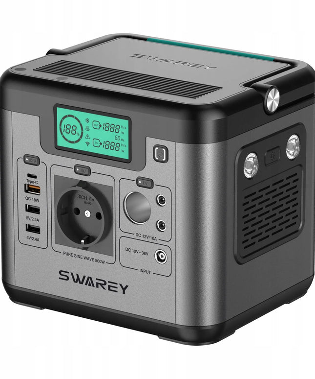 Swarey S500 Pro nešiojama maitinimo stotelė, 518 Wh, 500 W, 144 000 mAh