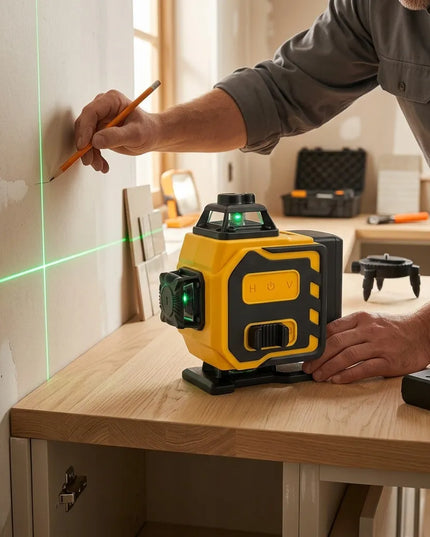 Hikey 4D 16 linijų lazerinis gulsčiukas, žalias lazeris, su priedais