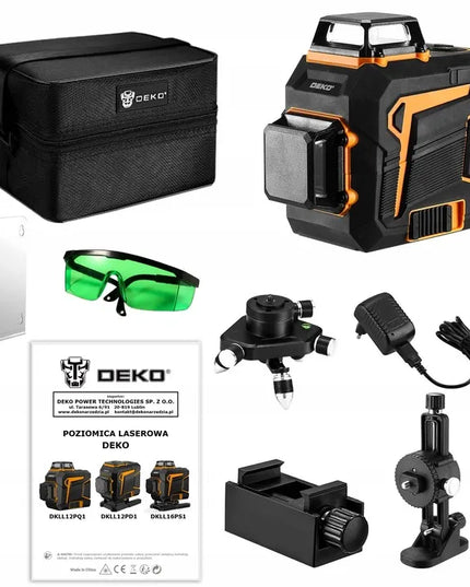 DEKO 360° 3D 12 linijų žaliasis lazerinis nivelyras