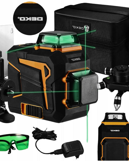 DEKO 360° 3D 12 linijų žaliasis lazerinis nivelyras