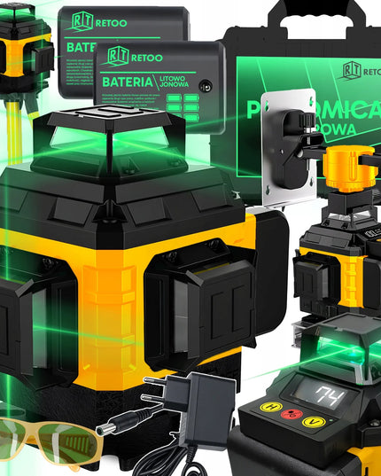 LAZERINIS GULŠČIUKAS KRYŽMINIS 4D 16 LINIJŲ + 2X AKUMULIATORIUS XL TRIKOJIS