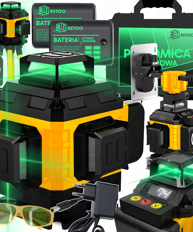 LAZERINIS GULŠČIUKAS KRYŽMINIS 4D 16 LINIJŲ + 2X AKUMULIATORIUS XL TRIKOJIS