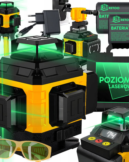 LAZERINIS GULŠČIUKAS KRYŽMINIS 4D 16 LINIJŲ + 2X AKUMULIATORIUS XL TRIKOJIS