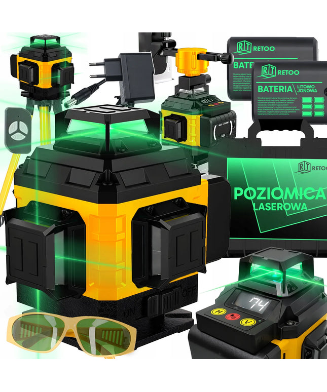 LAZERINIS GULŠČIUKAS KRYŽMINIS 4D 16 LINIJŲ + 2X AKUMULIATORIUS XL TRIKOJIS