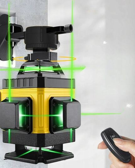 4D 360° lazerinis nivelyras, 16 linijų, kryžminis lazeris su stovu