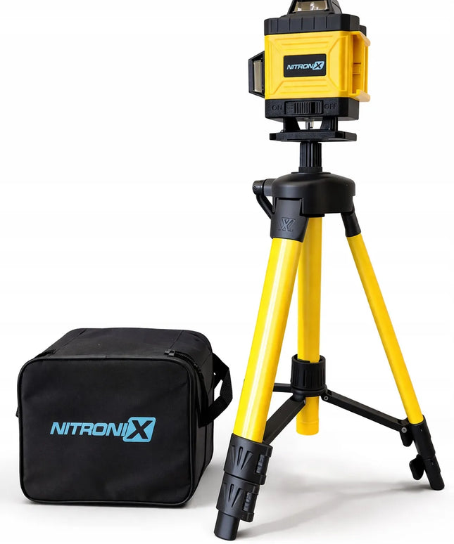 4D 360° lazerinis nivelyras, 16 linijų, kryžminis lazeris su stovu