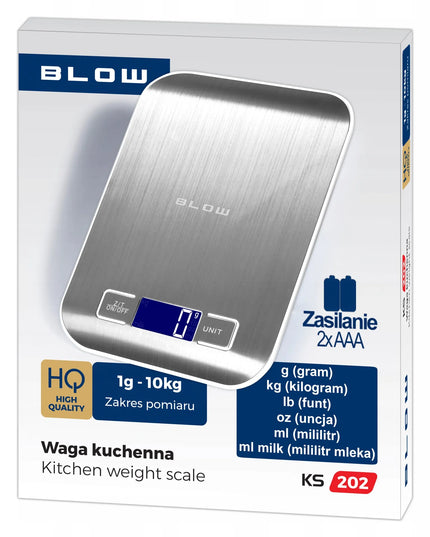 Tikslios elektroninės virtuvinės ir juvelyrinės svarstyklės BLOW KS202 10kg/1g TARA LCD