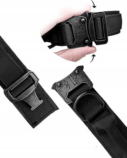 PROFESIONALI TAKTINĖ ŠUNŲ ANTKAKLIS SU METALINE SAGTĖ, TVIRTAS PAVADĖLIS 34-44 CM M