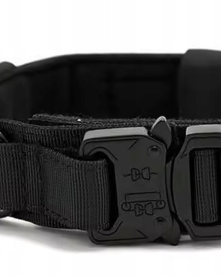 PROFESIONALI TAKTINĖ ŠUNŲ ANTKAKLIS SU METALINE SAGTĖ, TVIRTAS PAVADĖLIS 34-44 CM M