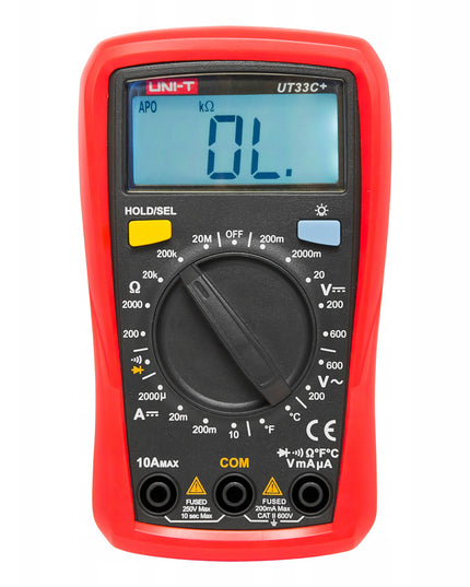 Profesionalus skaitmeninis multimetras srovei ir įtampai matuoti su LCD UNI-T UT33C+