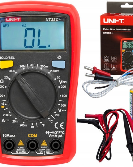 Profesionalus skaitmeninis multimetras srovei ir įtampai matuoti su LCD UNI-T UT33C+