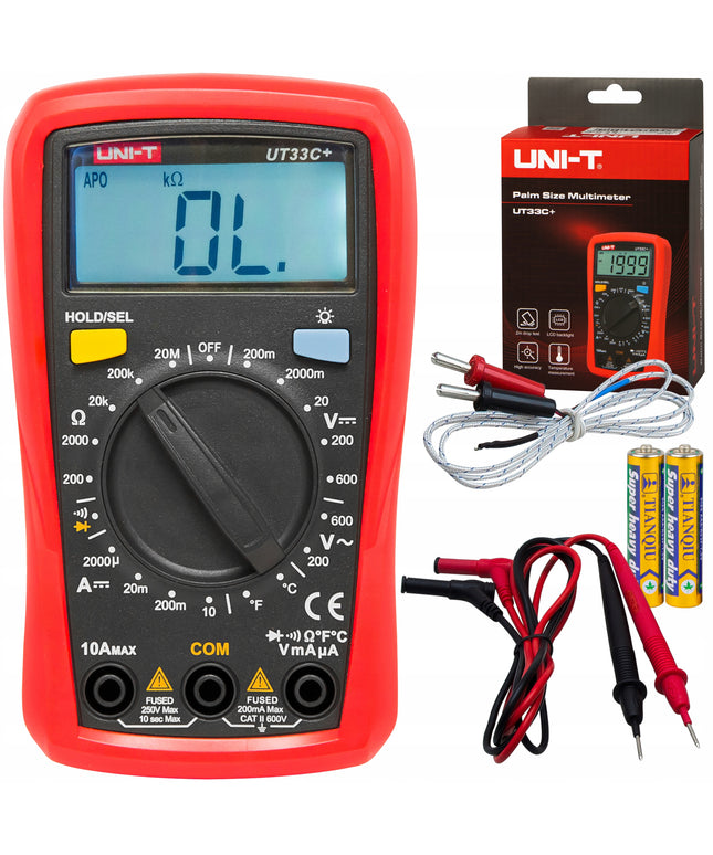 Profesionalus skaitmeninis multimetras srovei ir įtampai matuoti su LCD UNI-T UT33C+