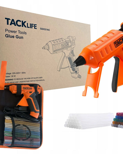 Profesionalus klijų pistoletas Tacklife GGO21AC 30W LED + 60 klijų lazdelių + dėklas