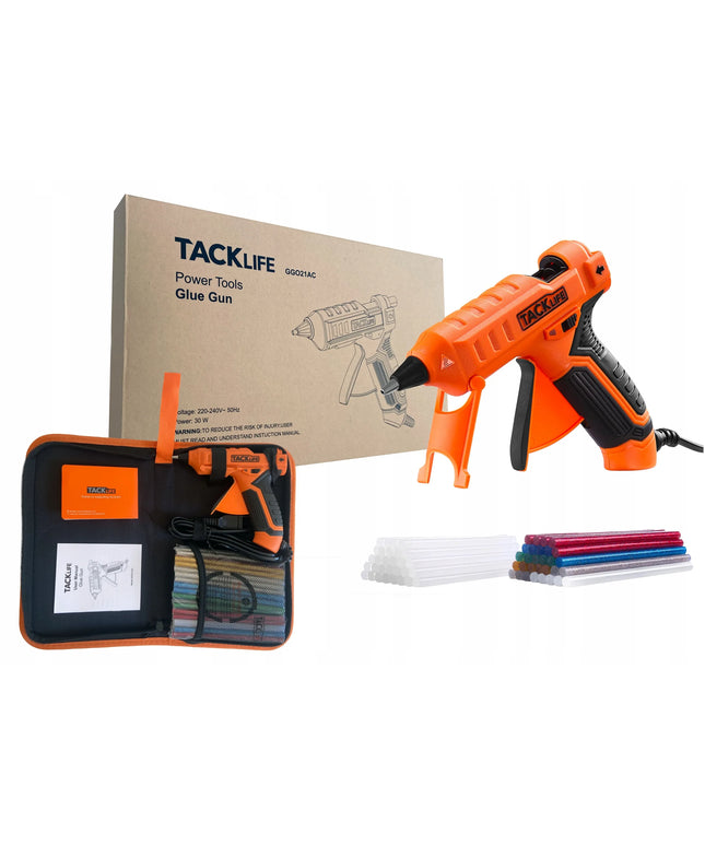 Profesionalus klijų pistoletas Tacklife GGO21AC 30W LED + 60 klijų lazdelių + dėklas