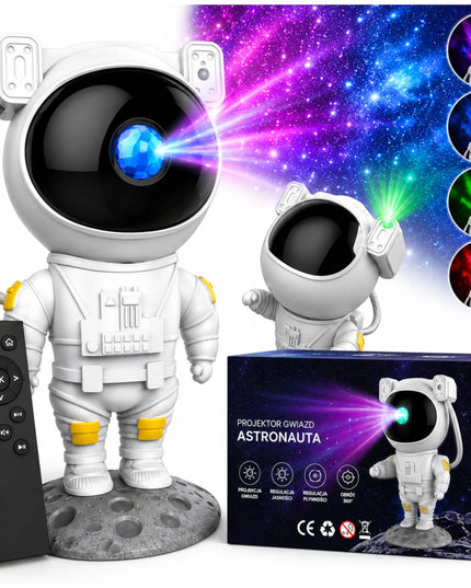 Astronauto formos žvaigždžių projektorius vaikams – naktinė LED ir lazerinė lempa