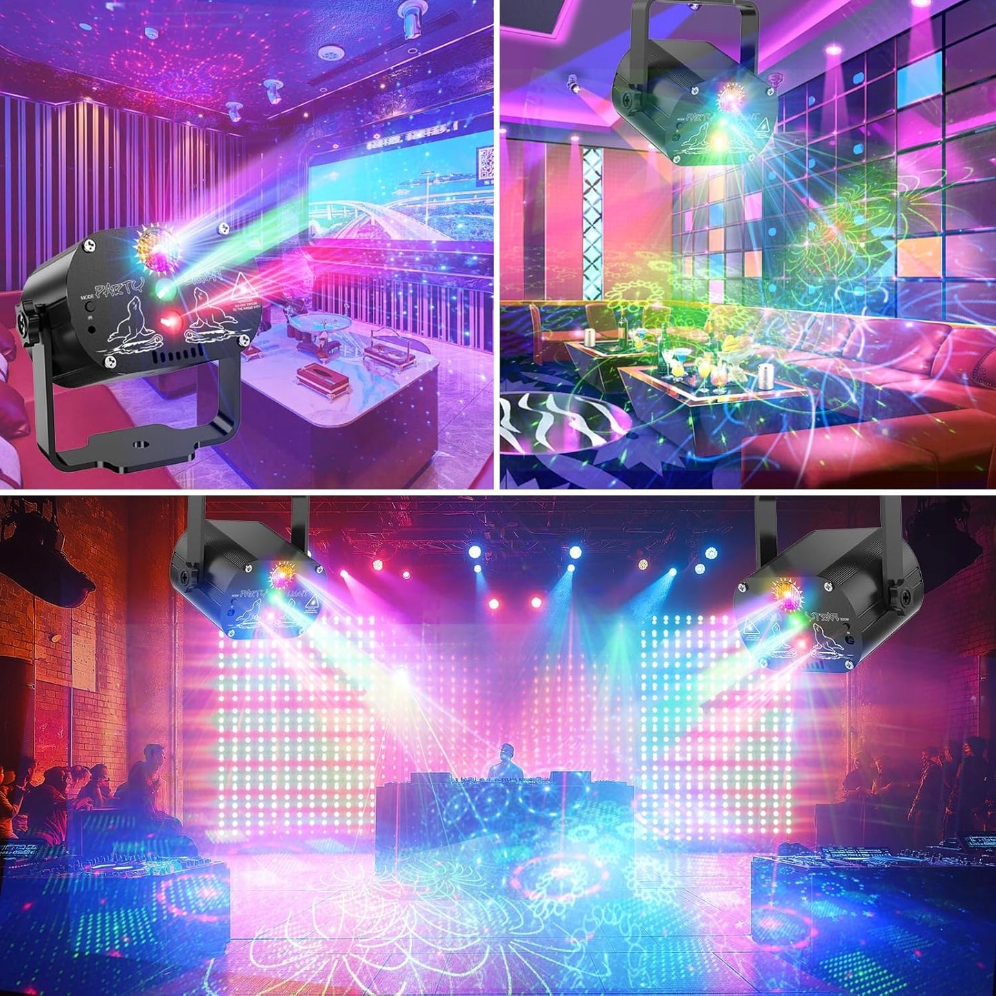 PROJEKTORIUS Disco kamuolys lazeris su pulteliu Muzikinis režimas LED 8 W RGB