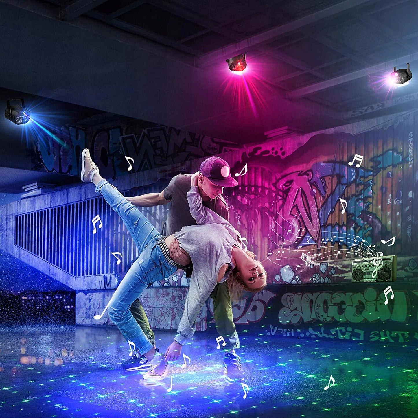 PROJEKTORIUS Disco kamuolys lazeris su pulteliu Muzikinis režimas LED 8 W RGB