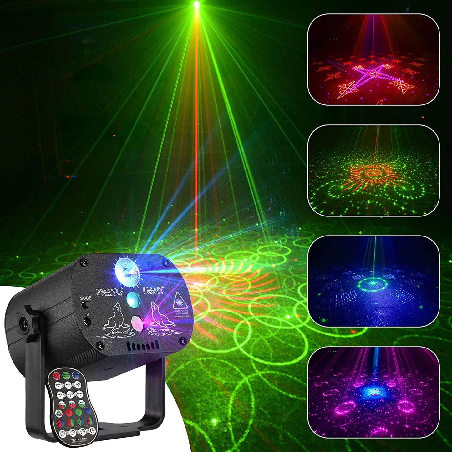 PROJEKTORIUS Disco kamuolys lazeris su pulteliu Muzikinis režimas LED 8 W RGB