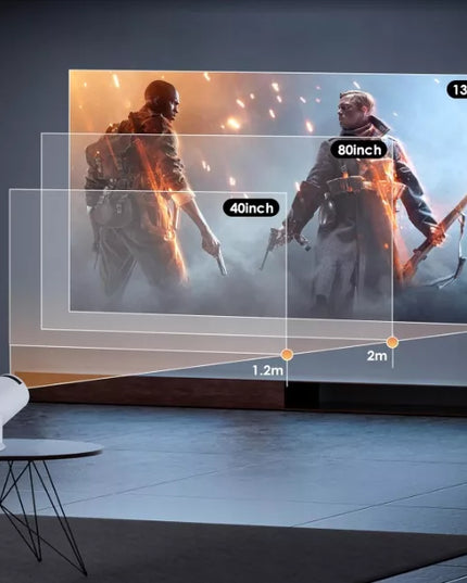Nešiojamas „Heelly“ projektorius „Android TV“, „Wi-Fi“, „Full HD“, su pasukamu garsiakalbiu