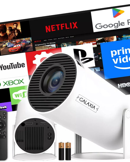 Mini nešiojamas projektorius GALAXIA HY300, Android, LED, Wi-Fi, Full HD, Smart TV